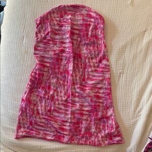 Skatie Tai Pink and White Strapless Dress